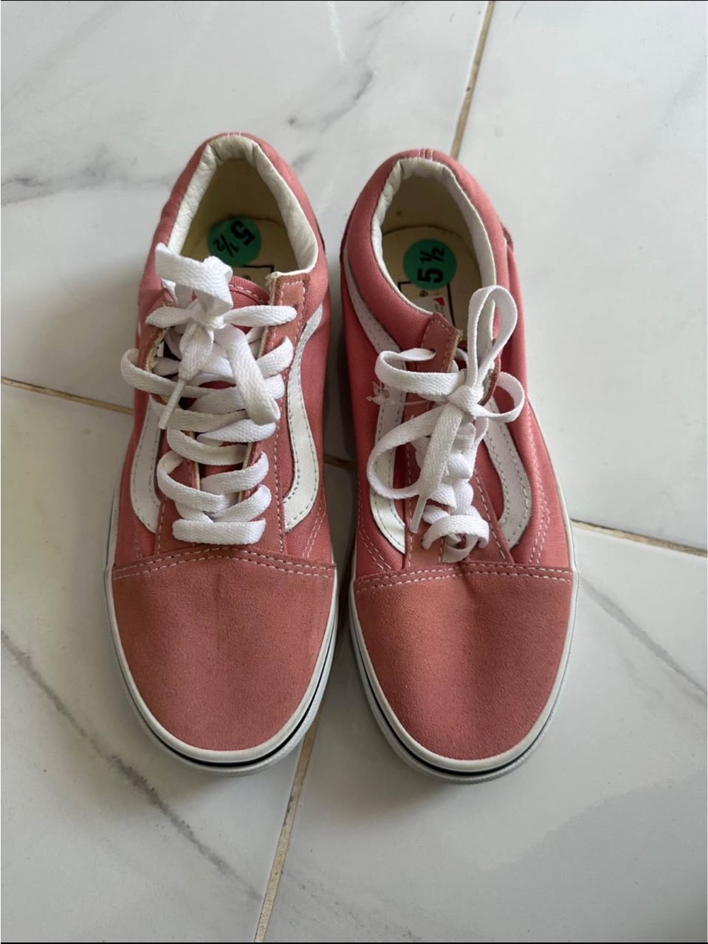 Vans Pink and White Low-Top Canvas Sneakers